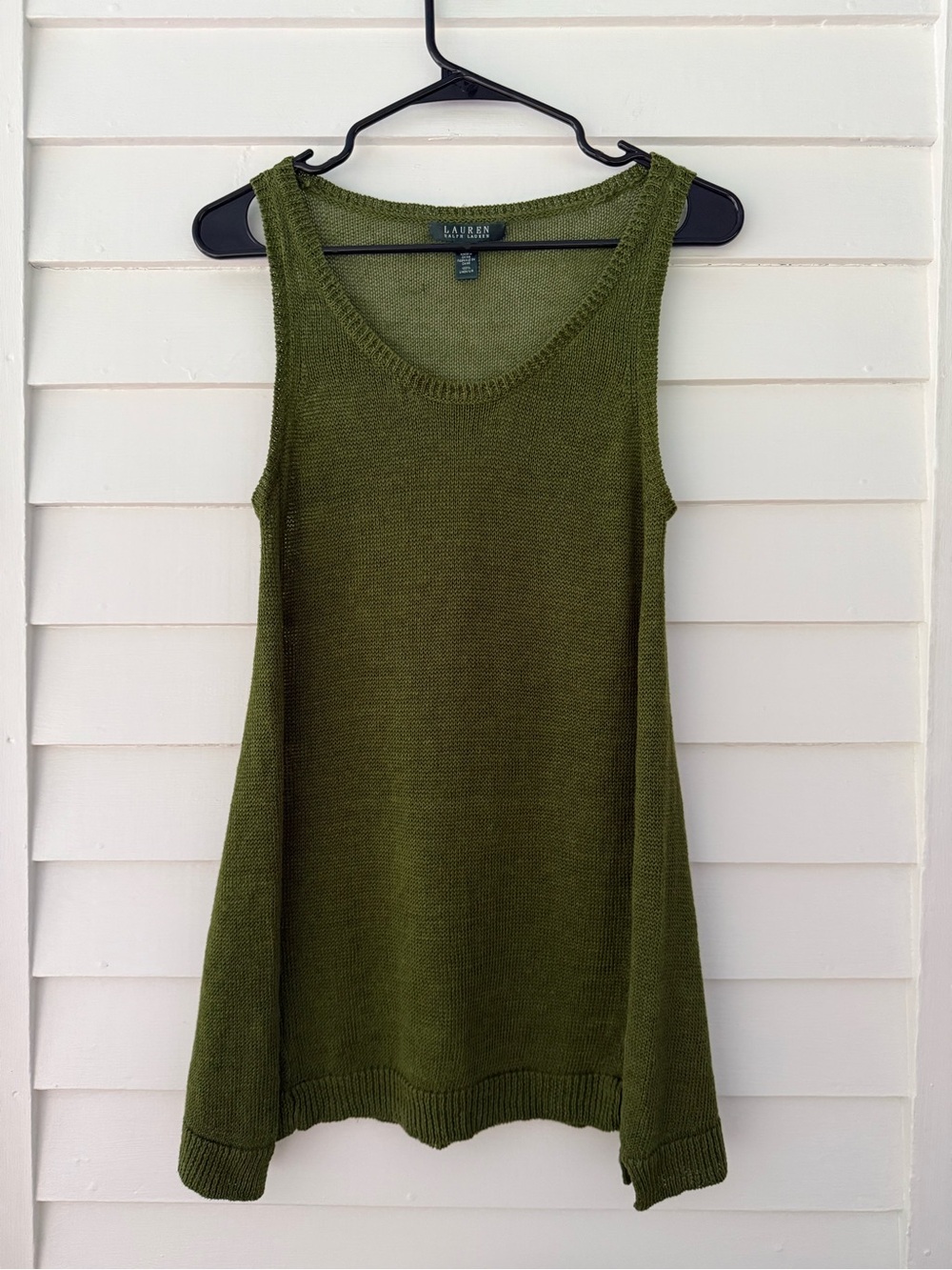 Lauren Ralph Lauren | 100% Linen Olive Green Sleeveless Knit Tunic Top L
